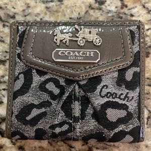Authentic Coach silver and grey leopard women’s wallet